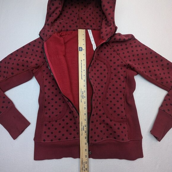 Scuba red polka dot Lululemon jacket Size 10 Red Color Rare Size - Picture 12 of 14